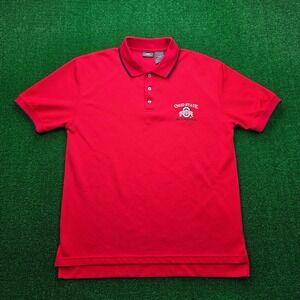 Ohio State Buckeyes Polo Shirt Mens Large‎ Red Waffle Knit Active NCAA College